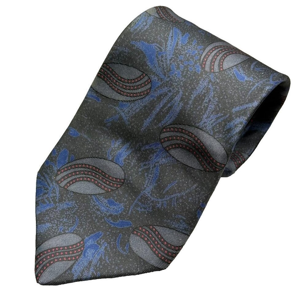 Christian Dior Tie‎ 100% Silk Blue Paisley Satin 3.5"